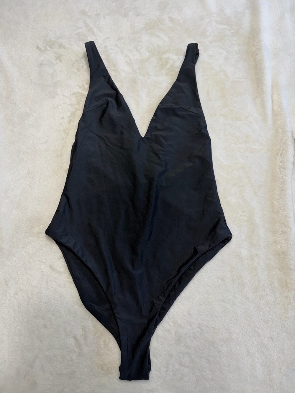 Women’s Black V-Neck One-Piece Swimsuit bodysuit